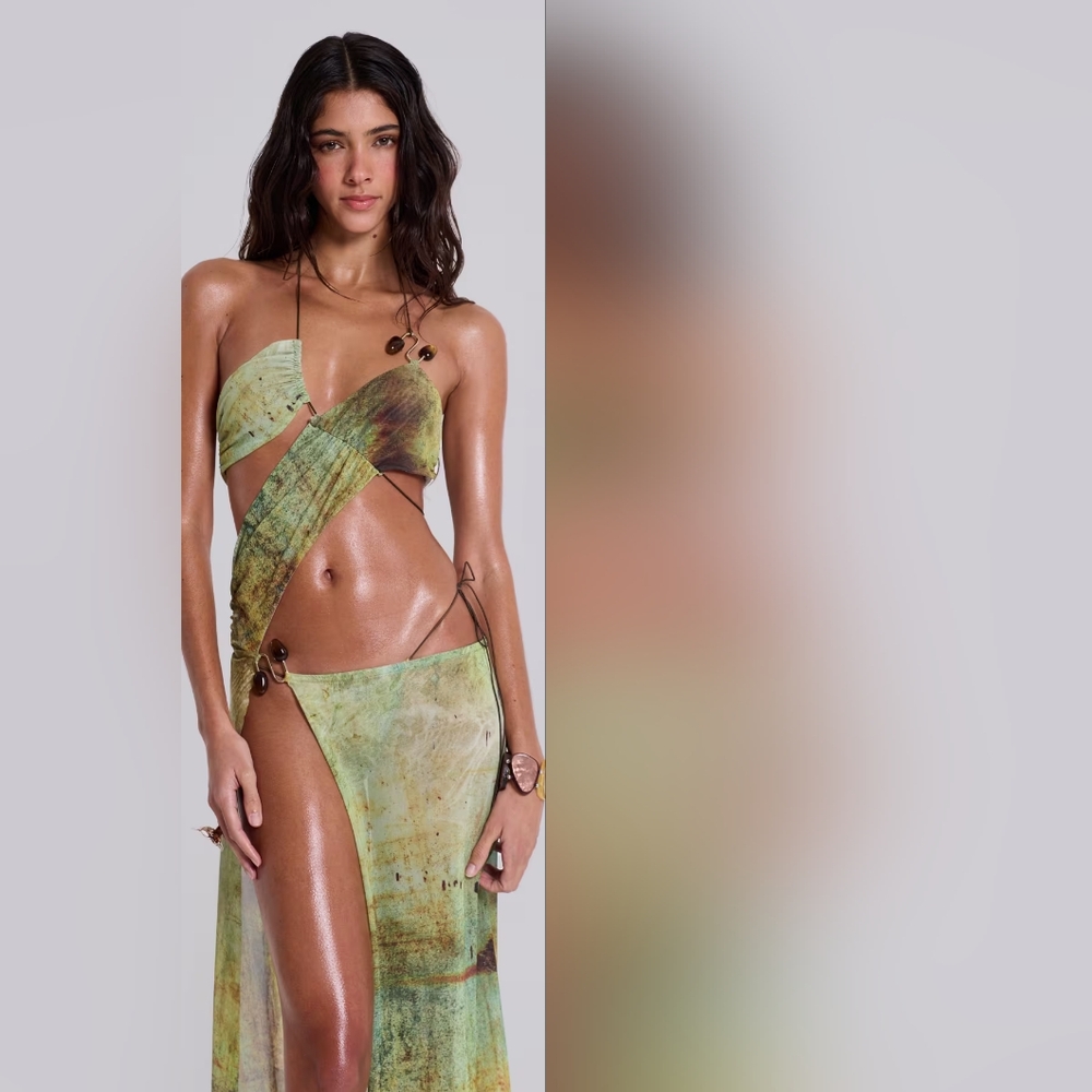 BB2. NWT JADED LONDON CANTHA ASYMMETRIC CUT OUT MAXI DRESS IN LAGOON - Picture 5 of 10